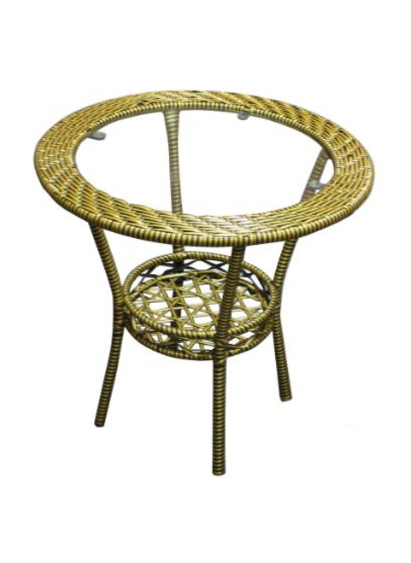 SILA 2 Seater Outdoor Seating Chair & Table Set | Garden Patio Coffee Table Set | Outdoor Balcony Wicker Furniture with 1 Table & 2 Chairs Set (Yellow Gold)  - Image 3
