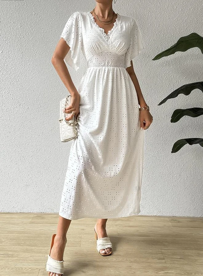 Take Two  White Eyelet Embroidered Maxi Dress for Women | Best Price UAE