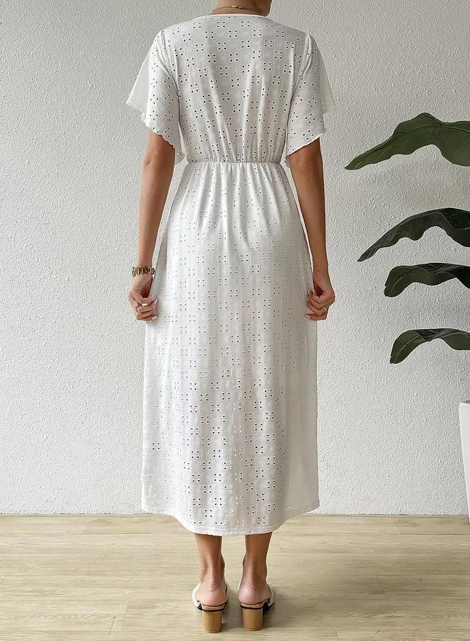 Take Two  White Eyelet Embroidered Maxi Dress for Women | Best Price UAE