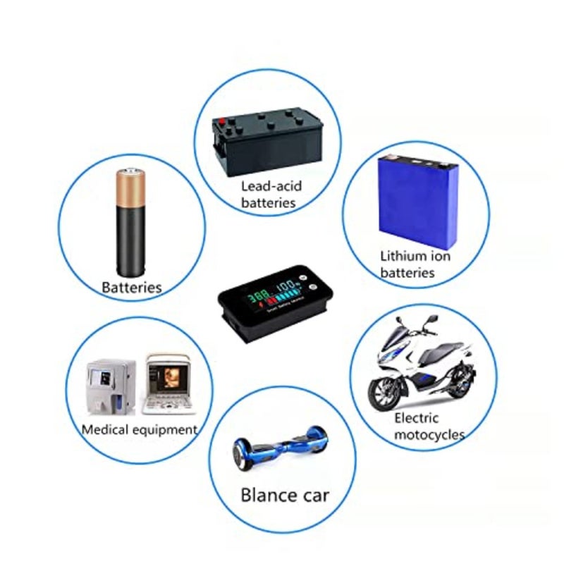 Battery Capacity Monitor, 12v 24v 36v 48v 60v 72v, Digital Battery Status Tester Meter, Remaining Percentage Level Voltage Fahrenheit Temperature Power Indicator Panel Gauge for Marine RV, Golf cart - Image 5