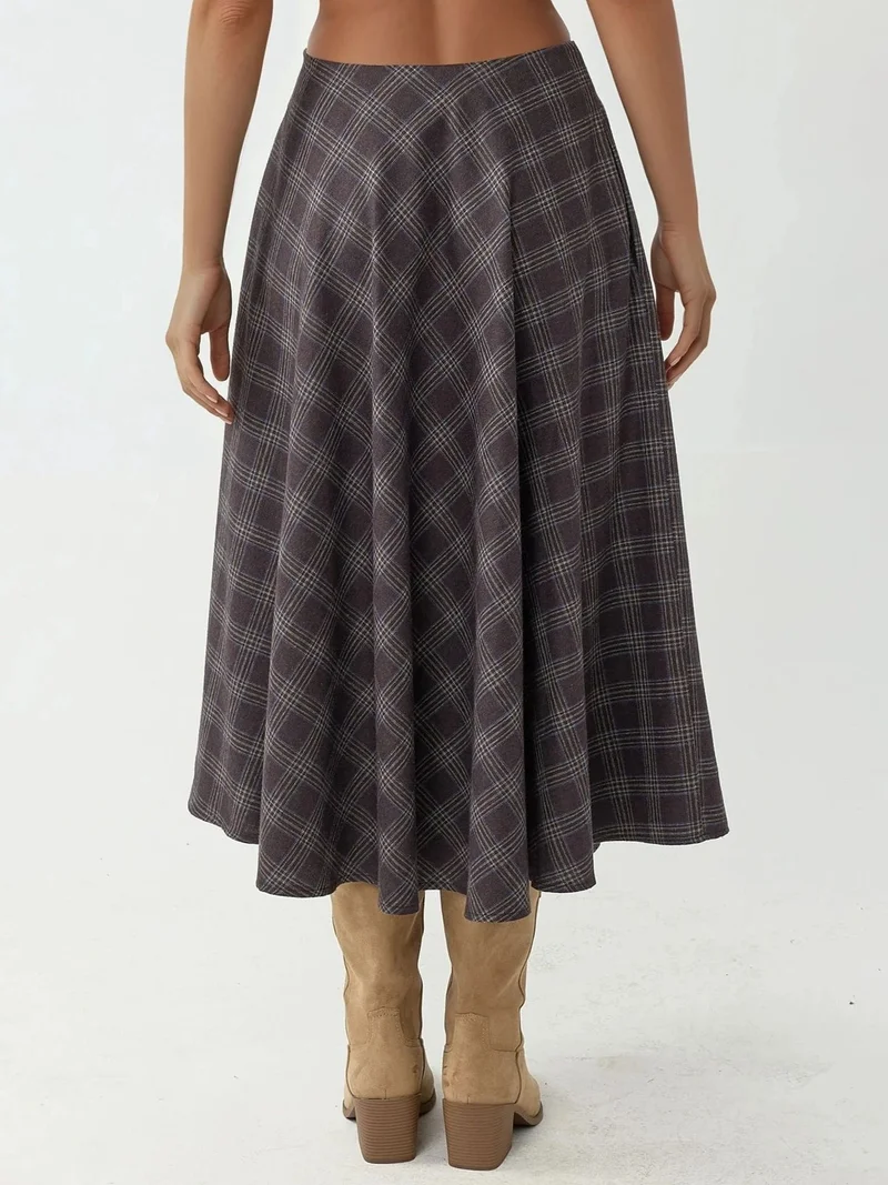 HICCUP Plaid Maxi Skirt with A-Form Fit