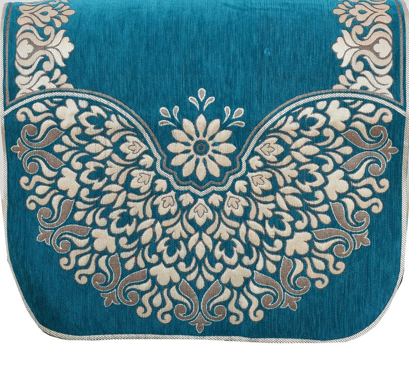 SAWNA HOMES 5 Seater Printed Sofa Cover Set With Arm Covers | Velvet Chenille Back Slip Panels for 3,1,1 Seater | Anti-Slip Washable Protectors for Living Room (12 Pcs, Sky Blue) - Image 3