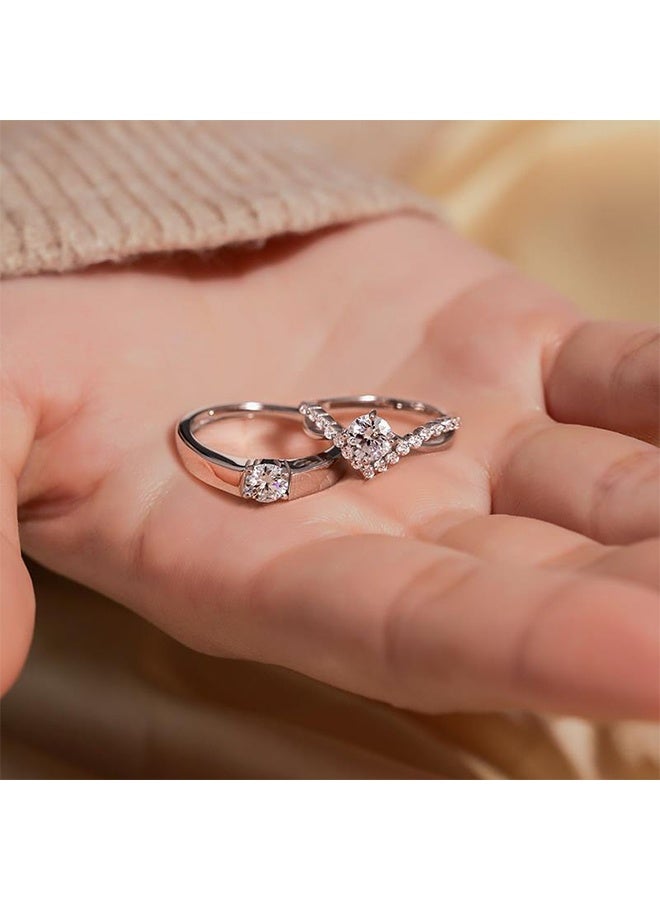 GIFT Moissanite Silver Or Solid 10K/14K/18K White Gold Couple Rings, Matching Rings for Him and Her Set Wedding Bands Promise Engagement Ring - Image 5
