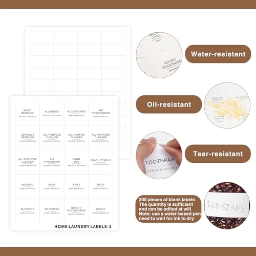 KIUKIUO 540 PCS Bathroom Home Laundry Labels for Organizing with DIY Blank Labels, Preprinted Minimalist Waterproof Oil Resistant Stickers for Bathroom Laundry Home Beauty Organization Supplies - Image 4