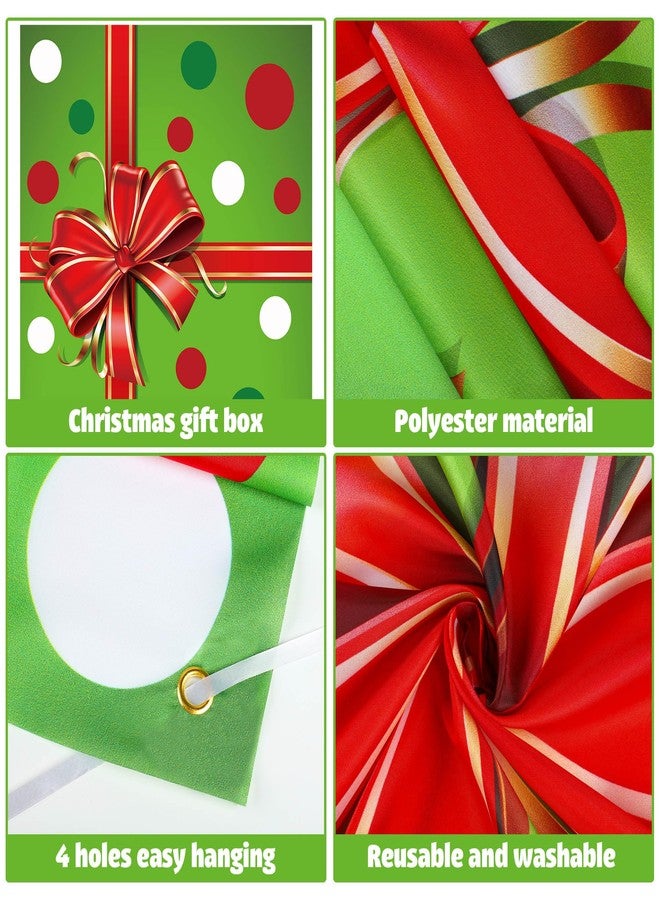 Fairooth Christmas Door Cover Xmas Gift Box Door Hanging Banner Merry Christmas Front Doors Cover Backdrop Decorations for Holiday Indoor Outside Party Supplies, 70.9 x 35.4 Inch(Green Polka Dots) - Image 3