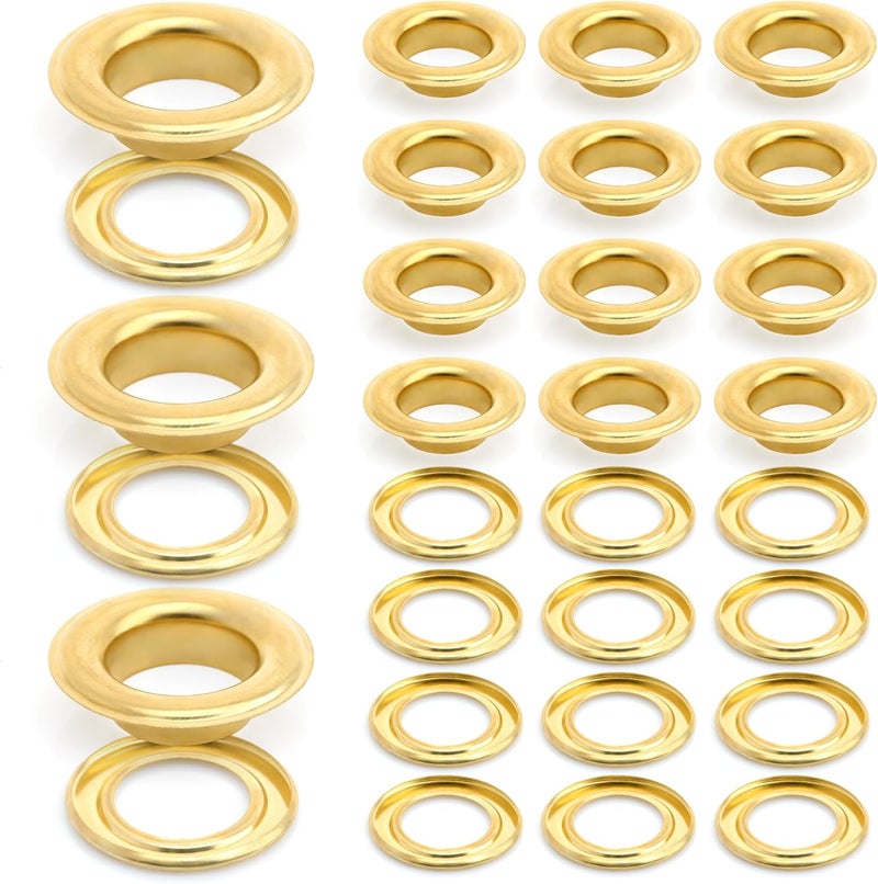 CRAFTMEMORE 1/2" (13MM) Hole 50 Sets Grommets Eyelets with Washers for Leather, Tarp, Canvas (Gold) - Image 1
