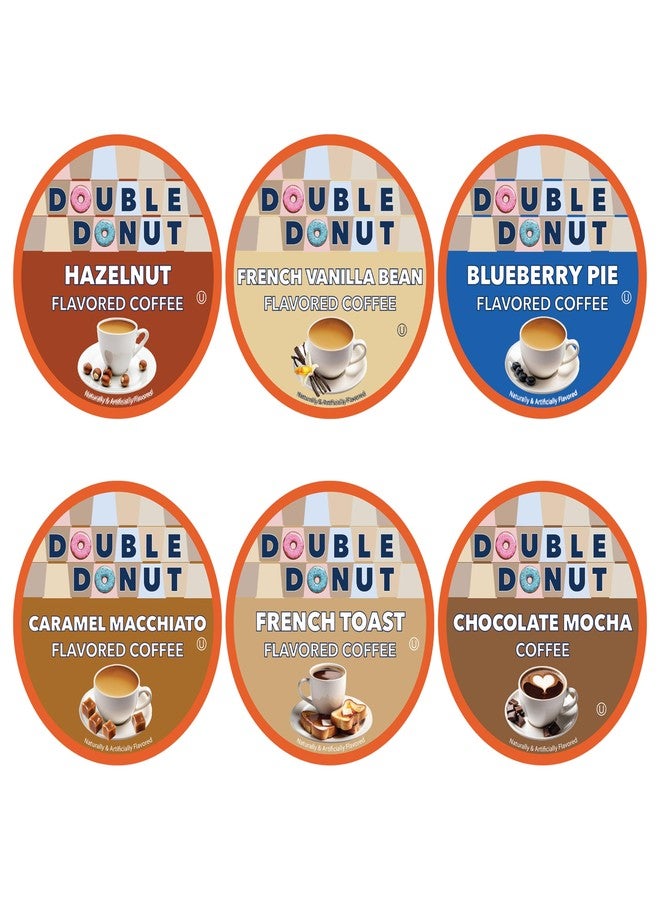 Double Donut Coffee Flavored Coffee Variety Pack, Includes Hazelnut, Caramel, Chocolate Coffee & More, Single Serve Pods for Keurig K Cups Machines, 18 Count - Image 2