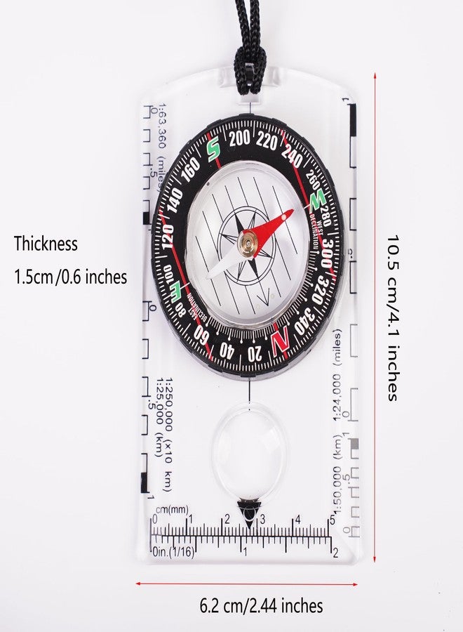 RLXMARTD 4 Pcs Outdoor Compass with Adjustable Declination,Magnifier,Ruler,Scale. Multifunctional Orienteering Waterproof Compass for Map Reading, Navigation, Hiking (Transparent+Blue+Green+Orange) - Image 3