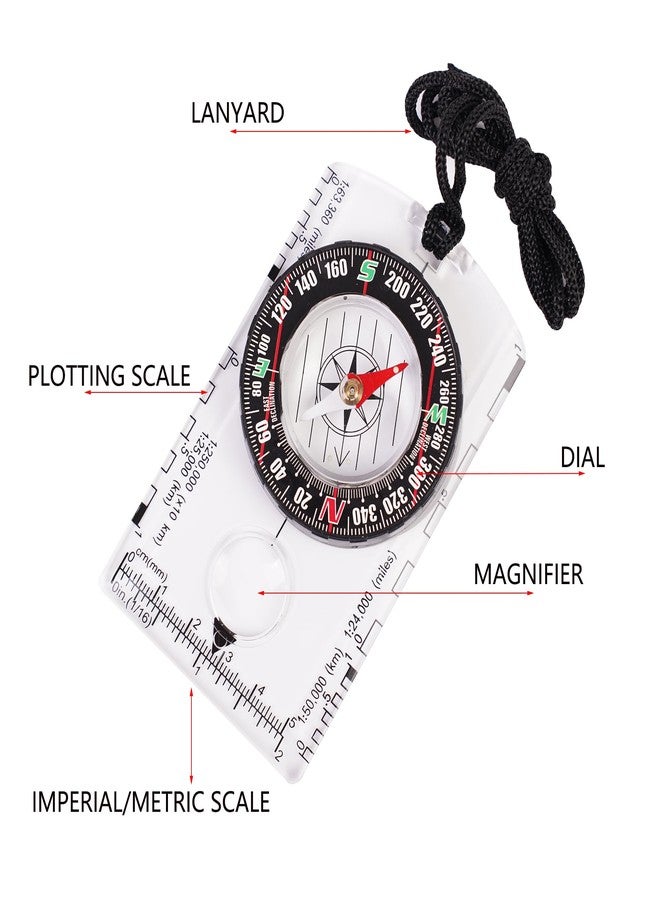 RLXMARTD 4 Pcs Outdoor Compass with Adjustable Declination,Magnifier,Ruler,Scale. Multifunctional Orienteering Waterproof Compass for Map Reading, Navigation, Hiking (Transparent+Blue+Green+Orange) - Image 4