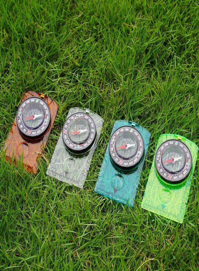 RLXMARTD 4 Pcs Outdoor Compass with Adjustable Declination,Magnifier,Ruler,Scale. Multifunctional Orienteering Waterproof Compass for Map Reading, Navigation, Hiking (Transparent+Blue+Green+Orange) - Image 5