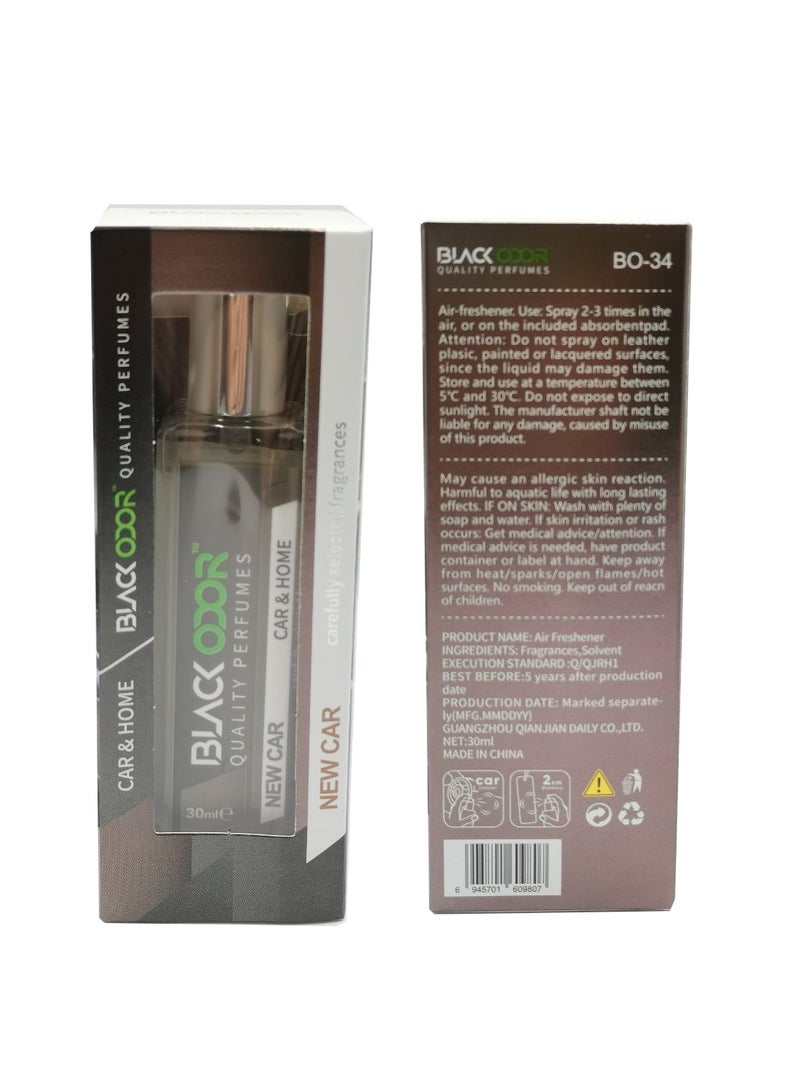 BLACK ODOR Car & Home Air Freshener Perfume Spray 30ml Long Lasting New Car Fragrance with Hanging Tag, Essential Oil Based, No Gas, Spill-Proof, Compact Design for Car, Office, Bedroom, Living Room, Washroom, Gym, BO-34 - Image 2