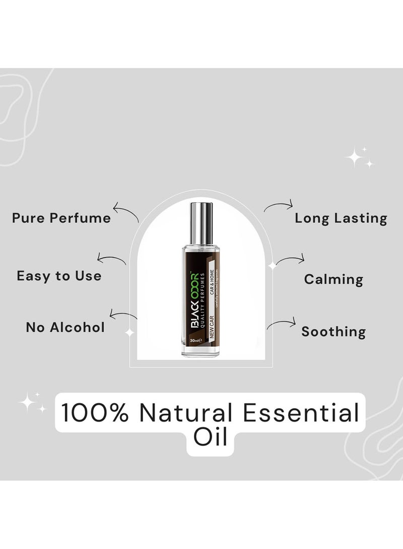 BLACK ODOR Car & Home Air Freshener Perfume Spray 30ml Long Lasting New Car Fragrance with Hanging Tag, Essential Oil Based, No Gas, Spill-Proof, Compact Design for Car, Office, Bedroom, Living Room, Washroom, Gym, BO-34 - Image 4