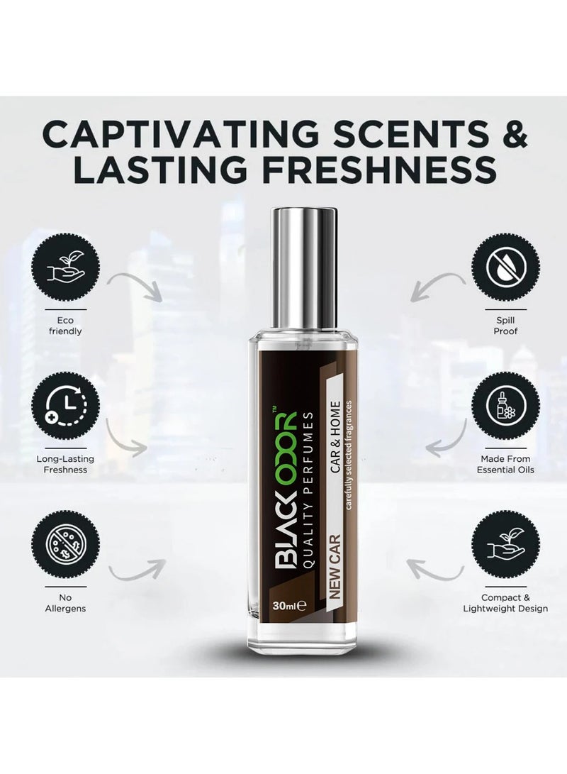 BLACK ODOR Car & Home Air Freshener Perfume Spray 30ml Long Lasting New Car Fragrance with Hanging Tag, Essential Oil Based, No Gas, Spill-Proof, Compact Design for Car, Office, Bedroom, Living Room, Washroom, Gym, BO-34 - Image 5