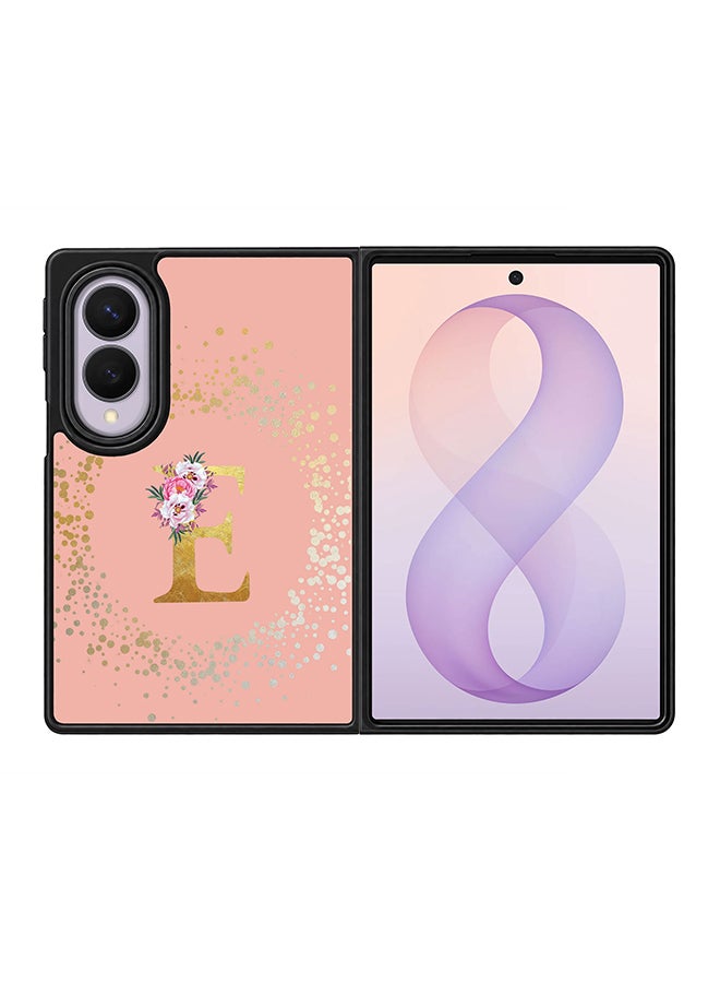 Stylizedd Rugged Case for Samsung Galaxy Z Fold8- Slim Fit Hybrid Rubber Cover Floral Monogram - E (Rose Pink)