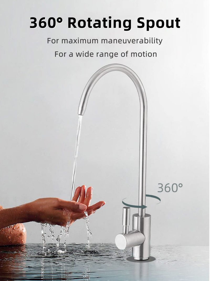 Bifordo Drinking Water Faucet,Easy to Install Sink Water RO Faucet,Lead-Free Reverse Osmosis Faucets for Kitchen Bar Sink,Brushed Nickel SUS304 Stainless Steel - Image 4
