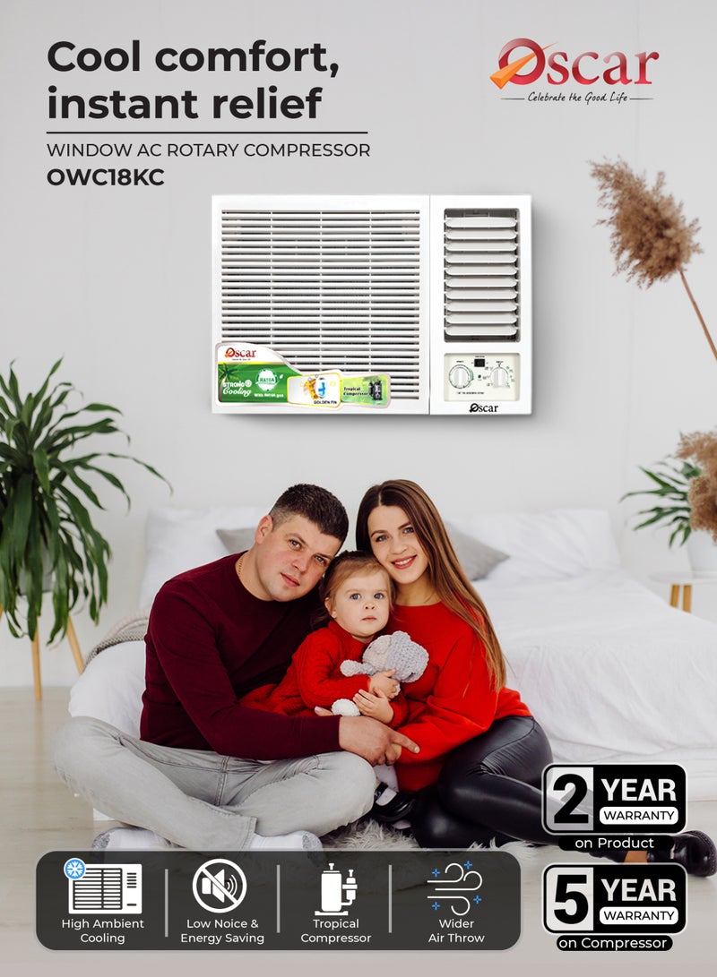 Oscar 1.5 Ton Window Air Conditioner 18000 BTU | Tropical GMCC Compressor | R410A Refrigerant | Golden Fin Anti-Corrosion Coating | High-Efficiency Cooling | OWC18KC - Image 2