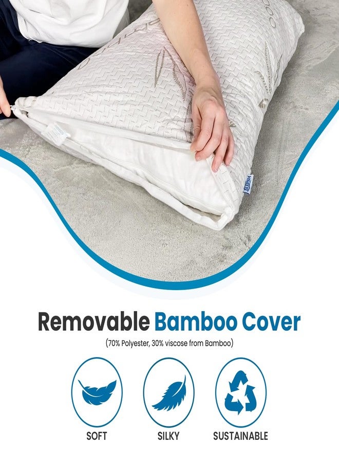 Sleepsia Shredded Bamboo Memory Foam Pillow for Neck Pain - Queen (Pack of 2) - Image 4