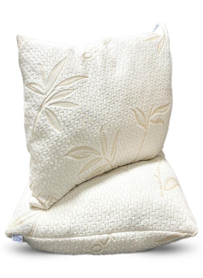 Sleepsia Shredded Bamboo Memory Foam Pillow for Neck Pain - Queen (Pack of 2) - Image 1