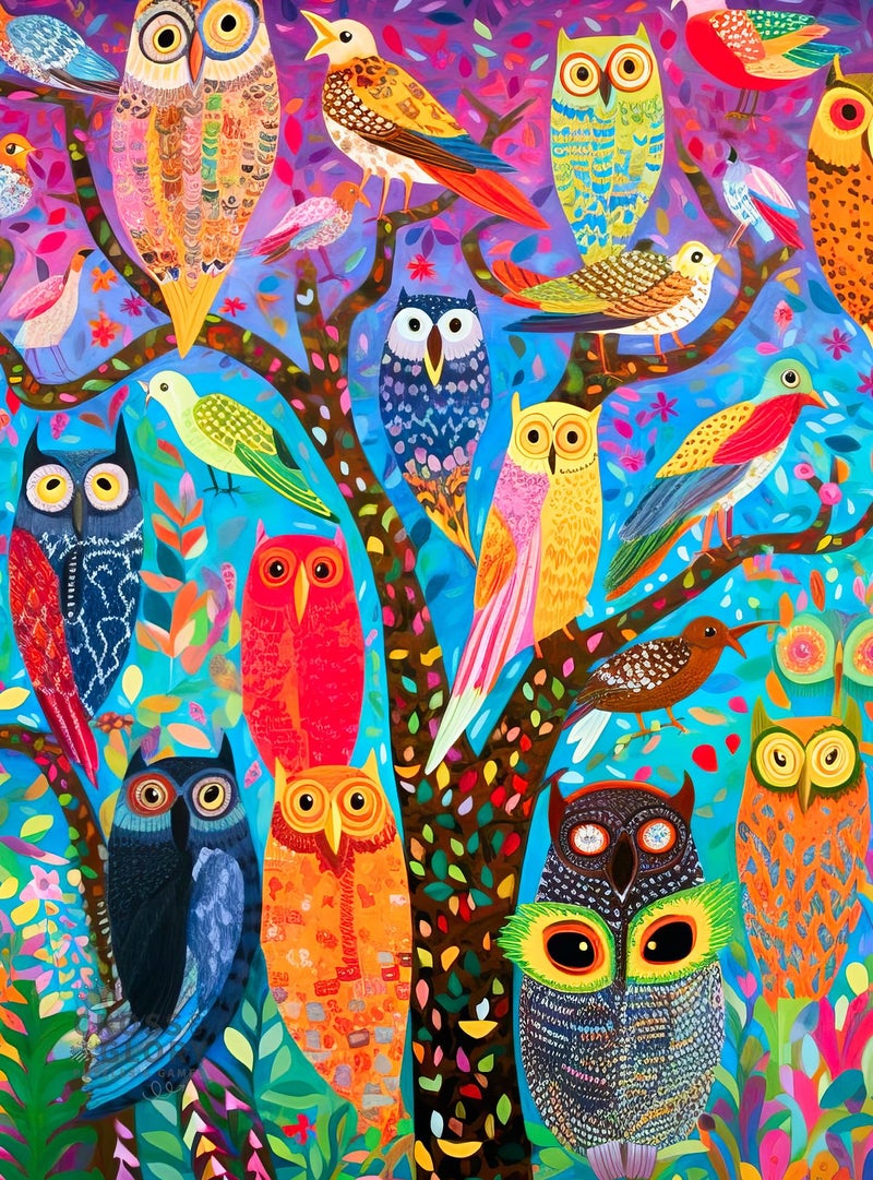 Cross & Glory Cross Glory Owl Oasis The Vibrant Perch 1000 Piece Jigsaw Puzzle for Adults Whimsical Owl Garden Collage Satin Finish - Image 3
