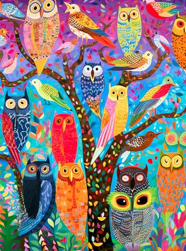 Cross & Glory Cross Glory Owl Oasis The Vibrant Perch 1000 Piece Jigsaw Puzzle for Adults Whimsical Owl Garden Collage Satin Finish - Image 1