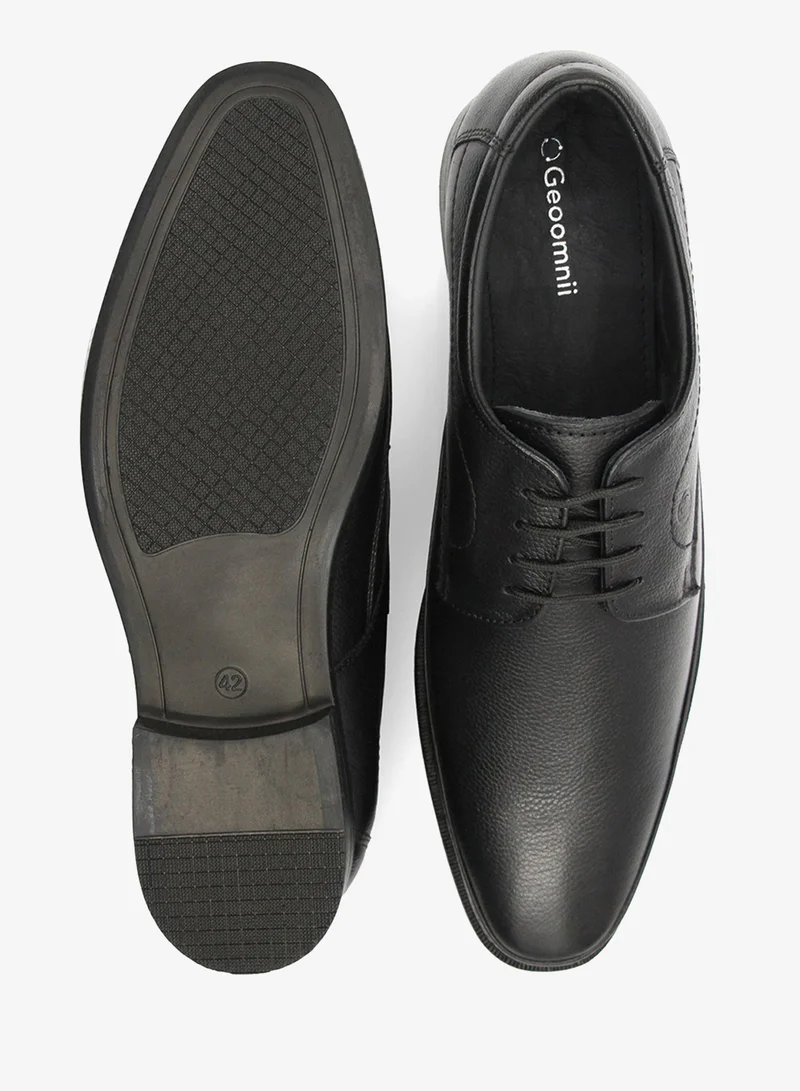 Geoomnii Black Formal Lace-Up Shoes for Men – Elegant & Comfortable Office Footwear for Men | Best Price UAE