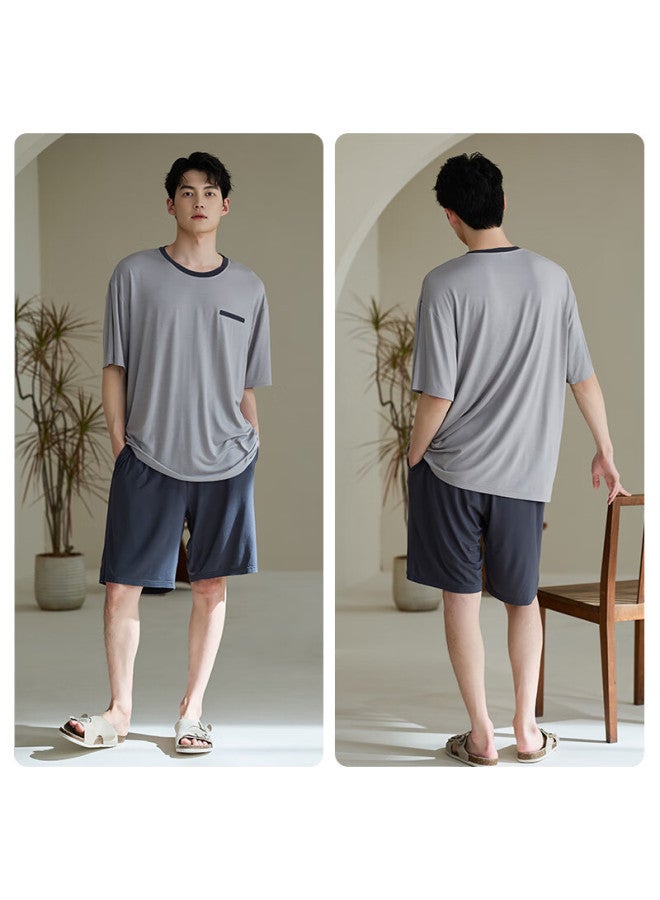 XULEN Xuanliang Modal Men's Summer Thin Short Sleeve Shorts Ice Silk Cooling Homewear Set - Image 2