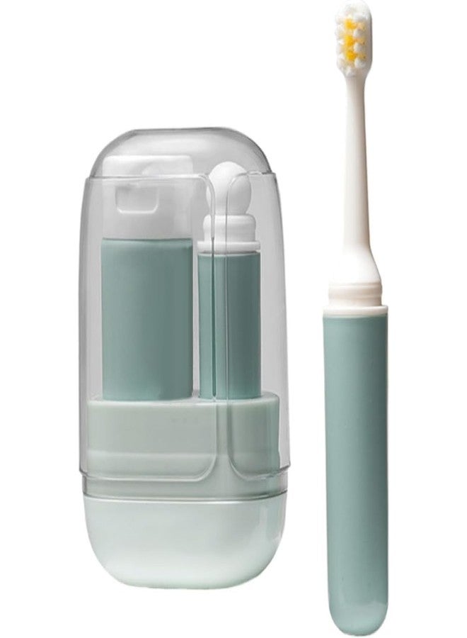 JELVI 3 in 1 Travel Toothbrush Set | Toothbrush Holder Plastic 3 in 1 Portable Travel Toiletry Set, Foldable Toothbrush and Cup Combo with Toothpaste Holder for Travel and Home Use - Image 1