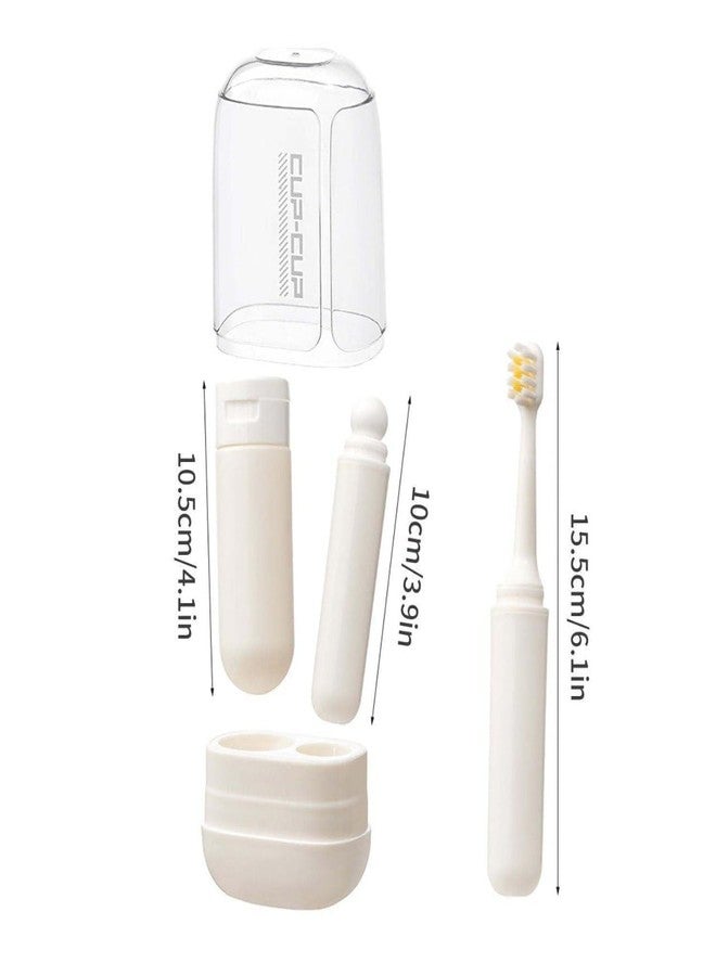 JELVI 3 in 1 Travel Toothbrush Set | Toothbrush Holder Plastic 3 in 1 Portable Travel Toiletry Set, Foldable Toothbrush and Cup Combo with Toothpaste Holder for Travel and Home Use - Image 2