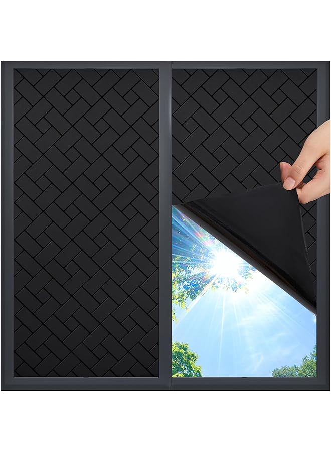 The Bros 100% Blackout Window Film, Sun Blocking Window Privacy Film, Darkening Privacy Window Blackout Cover Static Cling, No Glue Anti Glare for Home Removable - Image 1