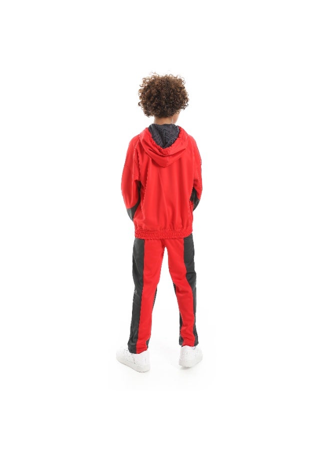 Caesar Boys Colorblock Tracksuit – Red - Image 3
