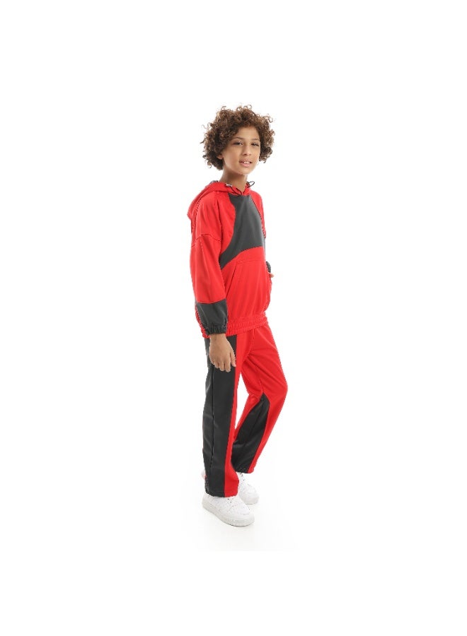 Caesar Boys Colorblock Tracksuit – Red - Image 2
