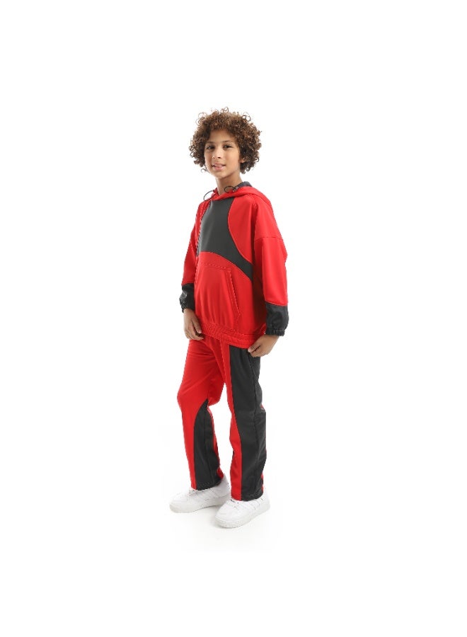 Caesar Boys Colorblock Tracksuit – Red - Image 4
