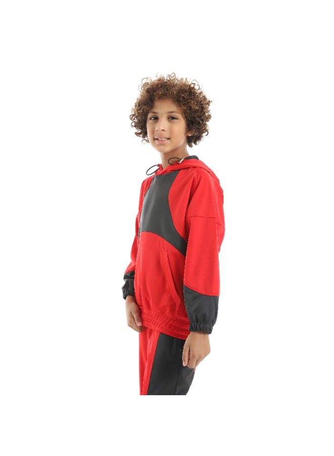 Caesar Boys Colorblock Tracksuit – Red - Image 5