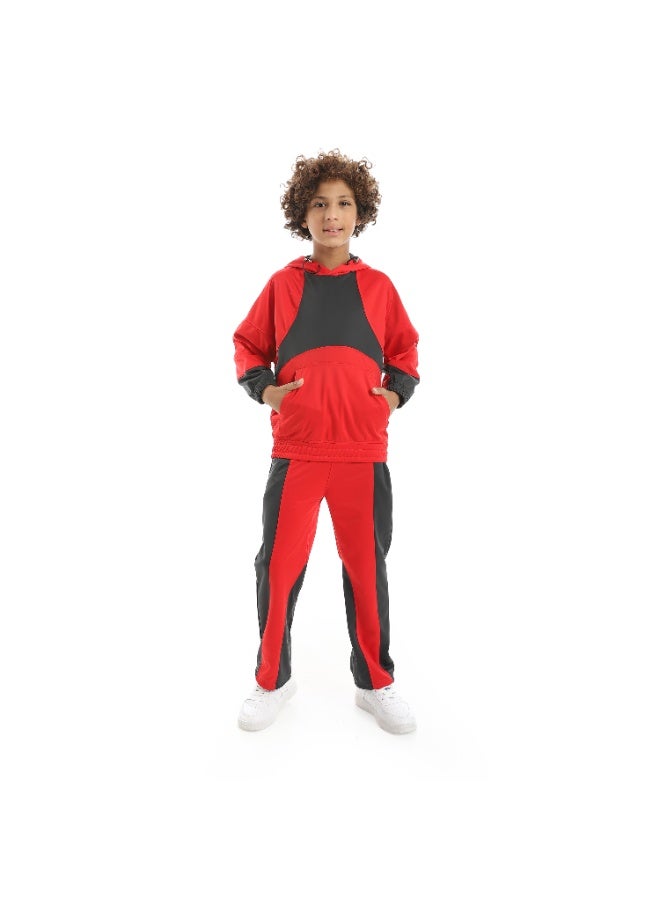 Caesar Boys Colorblock Tracksuit – Red - Image 1