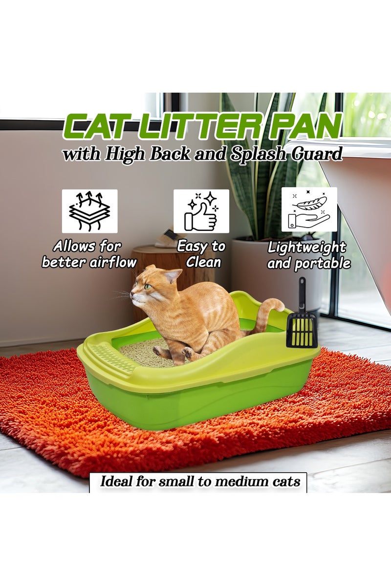 أن ان سي بيتس صندوق فضلات القطط للقطط الصغيرة والمتوسطة، مصنوع من البلاستيك المتين وتصميم قابل للإزالة، صندوق فضلات القطط 47 سم مع مغرفة، سياج مرتفع ومضاد للرذاذ، صندوق فضلات الحيوانات الأليفة سهل التنظيف (أخضر) - Image 4