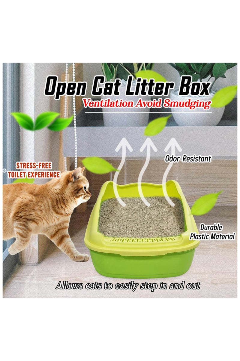 أن ان سي بيتس صندوق فضلات القطط للقطط الصغيرة والمتوسطة، مصنوع من البلاستيك المتين وتصميم قابل للإزالة، صندوق فضلات القطط 47 سم مع مغرفة، سياج مرتفع ومضاد للرذاذ، صندوق فضلات الحيوانات الأليفة سهل التنظيف (أخضر) - Image 5