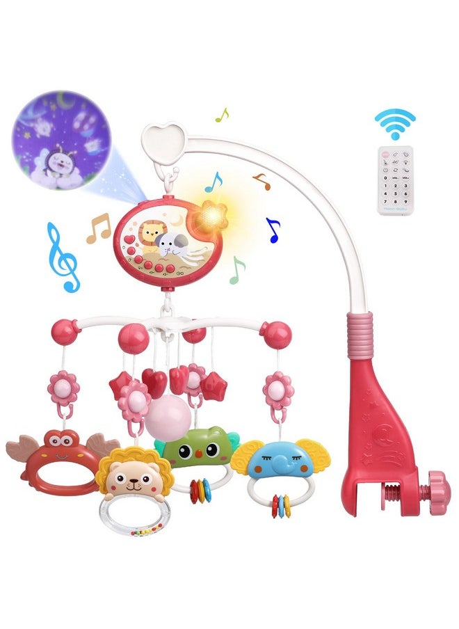 Mini Tudou - Baby Crib Mobile With Music And Lights,360°Rotation Remote Control Musical Mobile For Crib With 400 Lullabies,Projection Night Light And Chewable Rattle Toy,Crib Mobile For Girls And Boys - Image 1