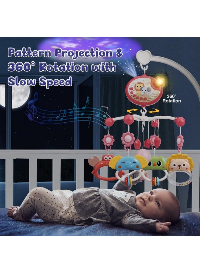 Mini Tudou - Baby Crib Mobile With Music And Lights,360°Rotation Remote Control Musical Mobile For Crib With 400 Lullabies,Projection Night Light And Chewable Rattle Toy,Crib Mobile For Girls And Boys - Image 1