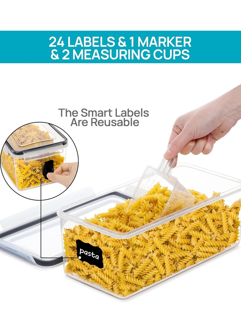 Bukela 4PCS Airtight Food Storage Containers with Lids, Pasta organizer with Measuring Cups and Label, BPA Free Air Tight House Kitchen Pantry Organization and Storage (3.2L) - Image 3
