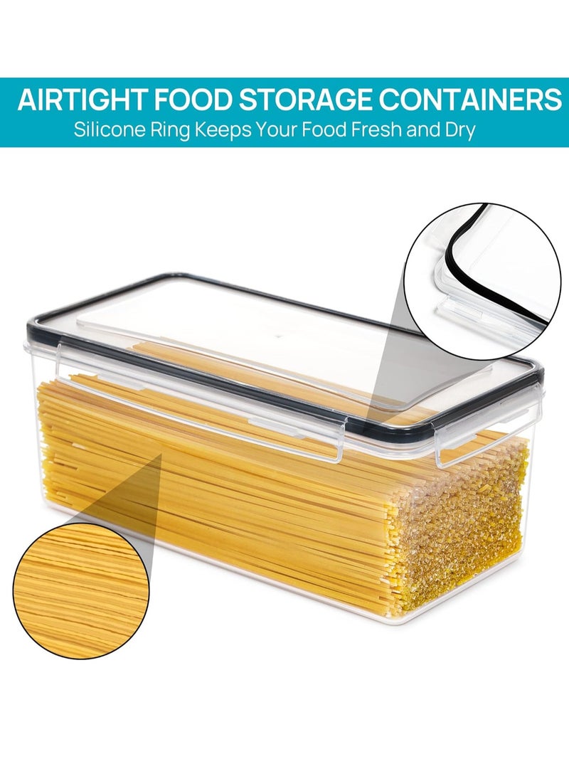 Bukela 4PCS Airtight Food Storage Containers with Lids, Pasta organizer with Measuring Cups and Label, BPA Free Air Tight House Kitchen Pantry Organization and Storage (3.2L) - Image 4