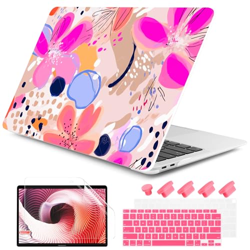 DONGKE Compatible with MacBook Air 13 inch Case 2021 2020 2019 2018 Release A2337 M1 A2179 A1932 with Retina Display Touch ID Plastic Hard Shell Keyboard Cover Floral Artistic - Image 1