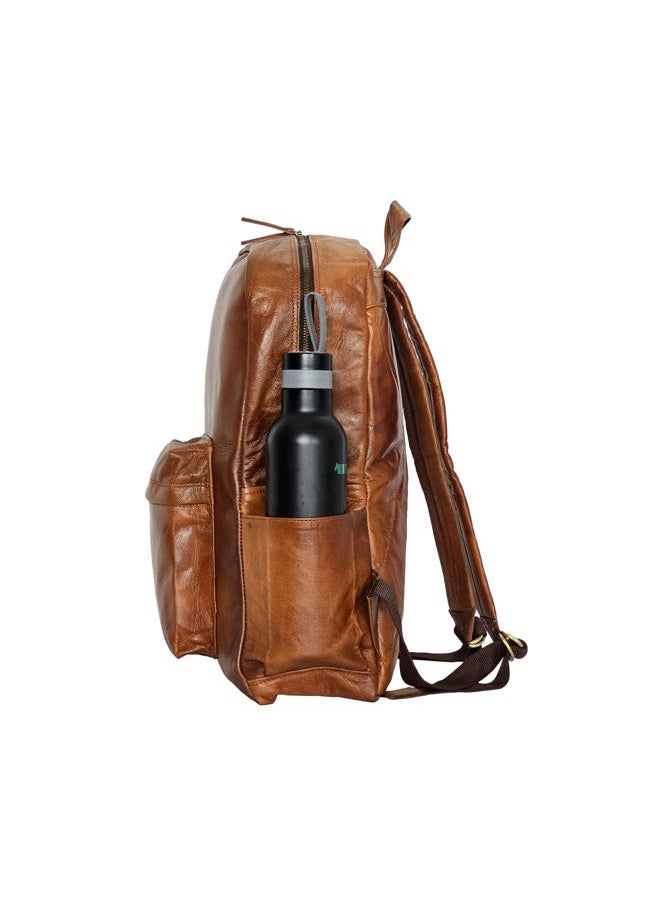 jaald 18" Brown Leather Backpack Vintage Rucksack Laptop Bag Water Resistant Casual Daypack College Bookbag Comfortable Lightweight Travel Backpack Hiking/Picnic Bag for Men - Image 5