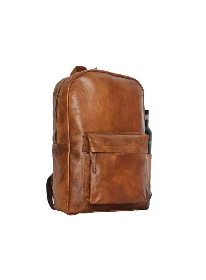 jaald 18" Brown Leather Backpack Vintage Rucksack Laptop Bag Water Resistant Casual Daypack College Bookbag Comfortable Lightweight Travel Backpack Hiking/Picnic Bag for Men - Image 2
