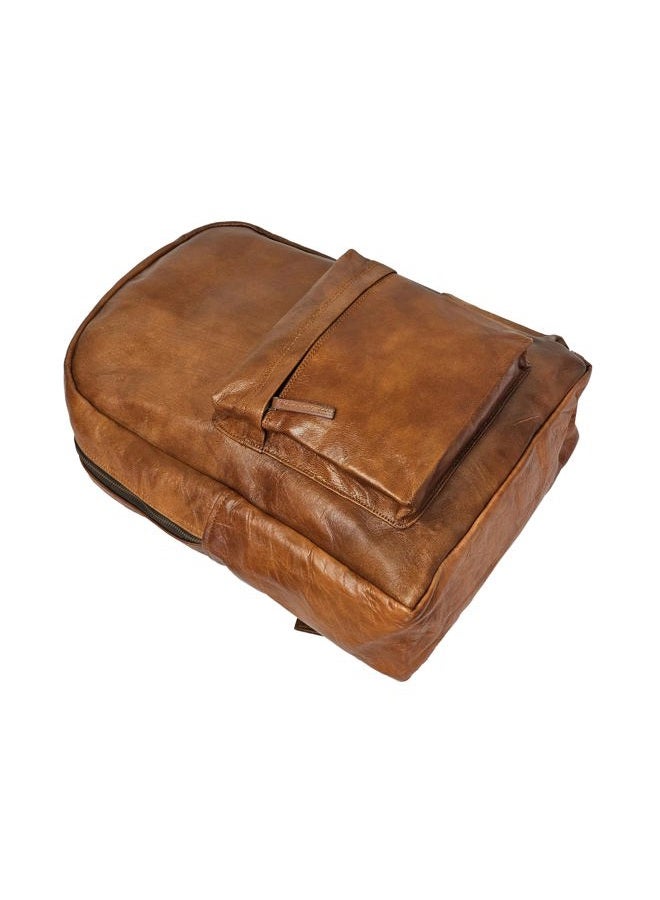 jaald 18" Brown Leather Backpack Vintage Rucksack Laptop Bag Water Resistant Casual Daypack College Bookbag Comfortable Lightweight Travel Backpack Hiking/Picnic Bag for Men - Image 3
