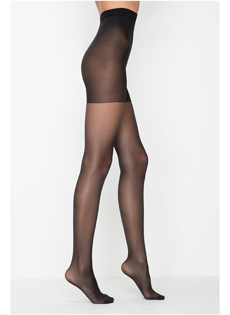 Penti Black Silhouette Corset Pantyhose-Pentilicious  - Image 1