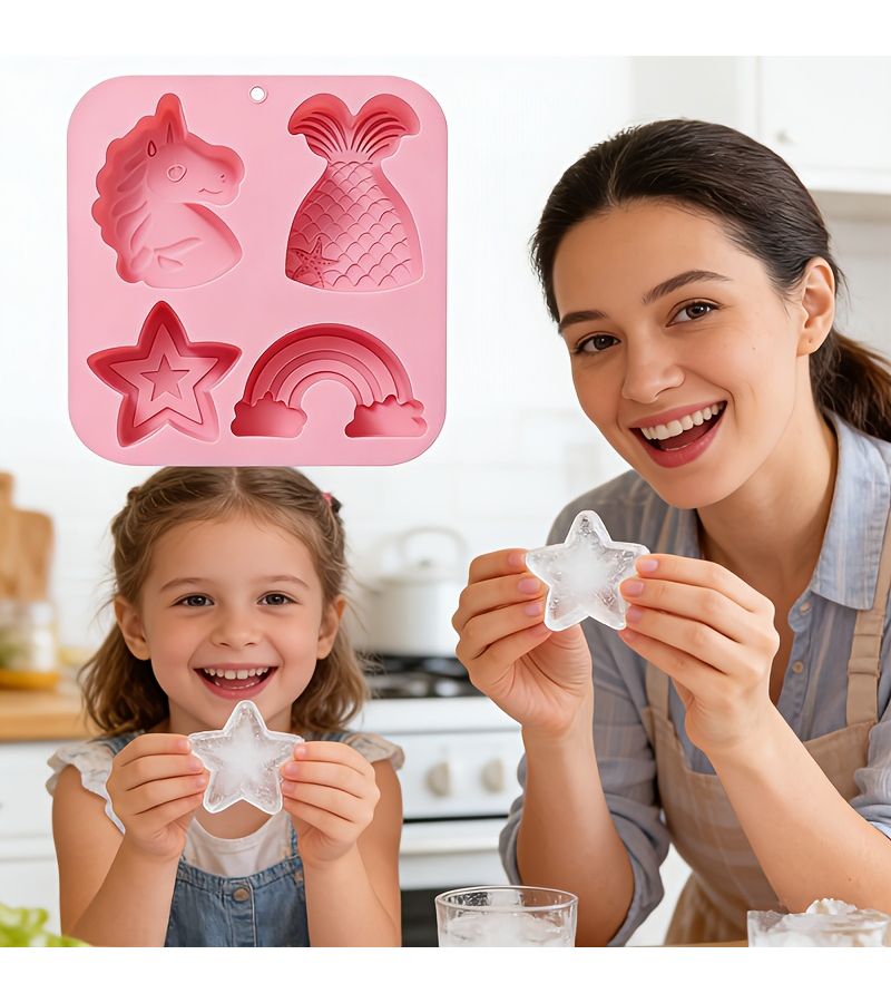 حورية البحر وحيد القرن الأزرق خماسي الأضلاع قوس قزح قالب سيليكون كيك شوكولاتة صابون - Image 2