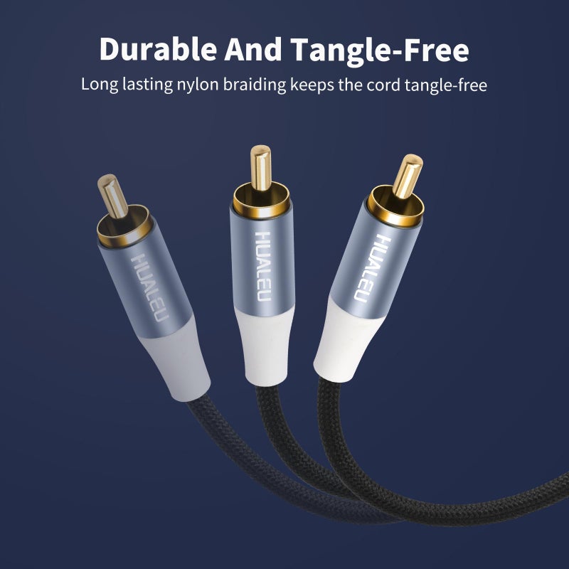 HUALEU 2Pack 2 RCA M/M Stereo Audio Cable,Gold-Plated 2RCA Male to 2RCA Male Aluminum Shell Auxiliary Audio Cord-6Feet - Image 4