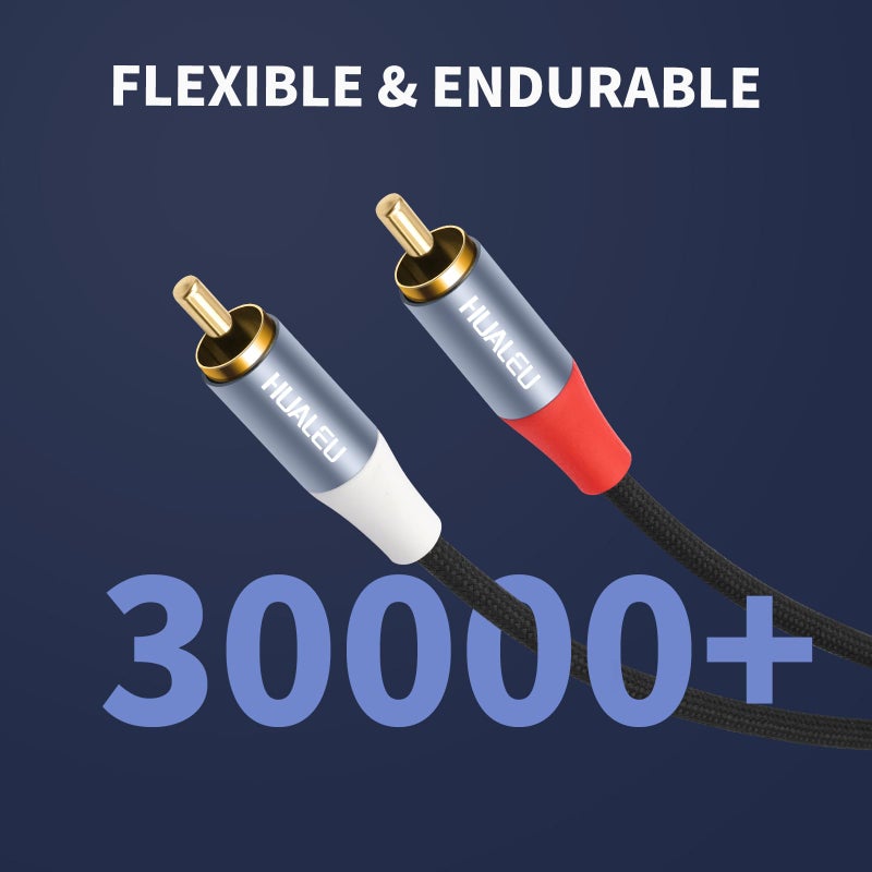 HUALEU 2Pack 2 RCA M/M Stereo Audio Cable,Gold-Plated 2RCA Male to 2RCA Male Aluminum Shell Auxiliary Audio Cord-6Feet - Image 5