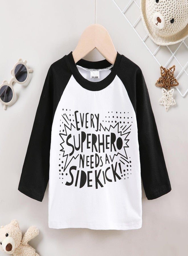 JEELLIGULAR Baby Boy Sibling Shirts Romper Set Big Brother Long Sleeve T-Shirt & Littler Brother Bodysuit Matching Outfit Set (Black+White, 18-24 Months) - Image 2