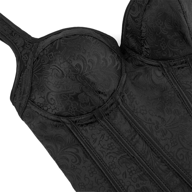 Kranchungel Renaissance Corset Top for Women: Corset with Straps Bustier Themed Parties Costumes for Historical Reenactors Large Black - Image 4